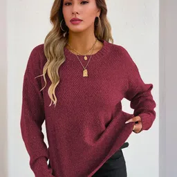 Mast & Harbour Women Round Neck Long Sleeves Pullover-picture-2
