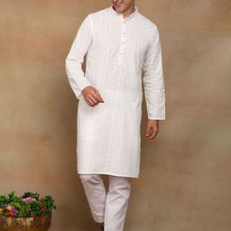 House of Pataudi Men Woven Design Embroidered Festive Straight Kurta-picture-29