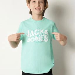 Jack & Jones Junior Aqua Blue Printed T-Shirt-image-97