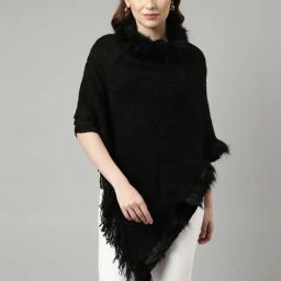 SHOWOFF Black Regular Fit Poncho-29