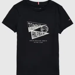Tommy Hilfiger Kids Blue Cotton Regular Fit Logo Printed T-Shirt-picture-29