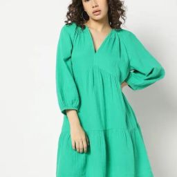 GAP Green Relaxed Fit Solid Dress-image-61