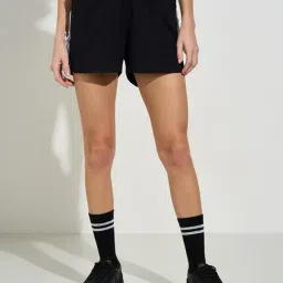 Ajile By Pantaloons Black Cotton Comfort Fit Shorts-image-48
