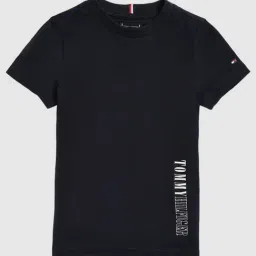 Tommy Hilfiger Kids Blue Cotton Regular Fit Logo Printed T-Shirt-picture-23