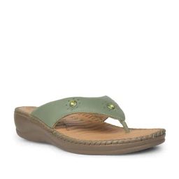 Scholl Women's Light Green Thongs-15