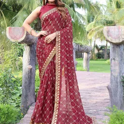 KALINI Bandhani Printed Pure Georgette Bandhani Saree with Matching Blouse Piece-picture-12