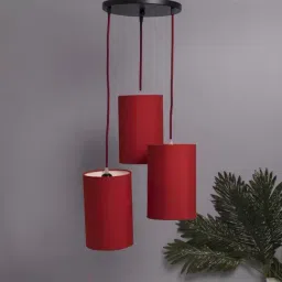 Homesake 3-Lights Round Cluster Red Metal Classic Cylinder Pendant Light - Set of 1-image-58