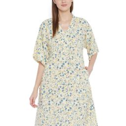 Hypernation Yellow Printed Night Dress-image-19