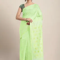 Kalakari India Green Cotton Silk Woven Saree With Unstitched Blouse-picture-29