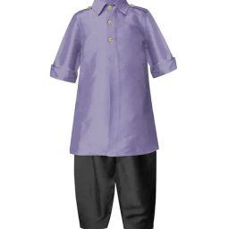 A.T.U.N. Lavender & Black Solid Full Sleeves Pathani Kurta with Pyjamas-image-76