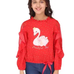 Cutecumber Kids Red & White Printed Full Sleeves Top-image-61