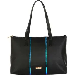 Enoki Black Solid Medium Tote Handbag-15