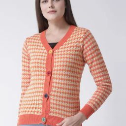 Club York Orange Chequered Cardigan-picture-0
