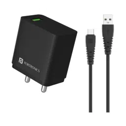 Portronics Adapto ONE C 18W Fast Charging  Adapter with Micro USB Cable (Black)-image-28