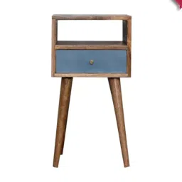 Artisan Furniture Solid Brown Mango Wood Side Table Blue Finish-image-80