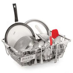 HAZEL Silver Stainless Steel Square Utensil Basket-image-26
