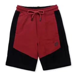 Gini & Jony Kids Red & Black Cotton Color Block Bermuda-picture-19