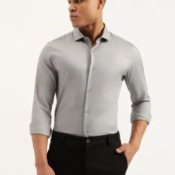 United Colors of Benetton Grey Pure Cotton Slim Fit Shirt-image-21