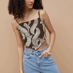 Ginger By Lifestyle Dark Brown Regular Fit Printed Crop Top-picture-18