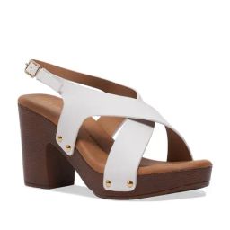 Eridani Women's Ebha White Cross Strap Sandals-image-26