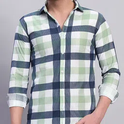 YOUTH FIRST Men Premium Fit Spread Collar Buffalo Checked Casual Shirt-picture-1