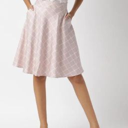 RAREISM Pink Modal Checked Skirt-image-79
