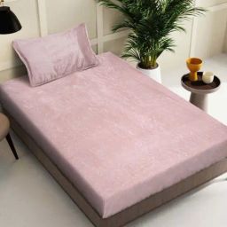 Klotthe Light Pink 300 TC Wool Single Bedsheet with Pillow Cover-picture-2