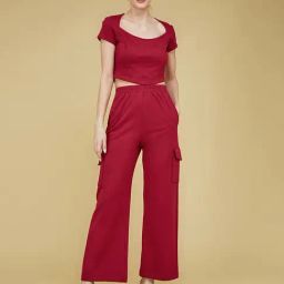 Life With Pockets Maroon Maxi Co-Ord Set-image-74