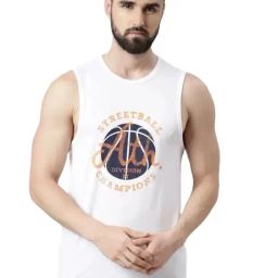 Force NXT White Cotton Regular Fit Printed Vest-image-62