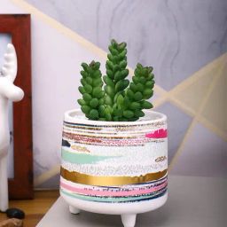 Tayhaa Multicolor Ceramic Succulent Artificial Plant with Pot-image-49