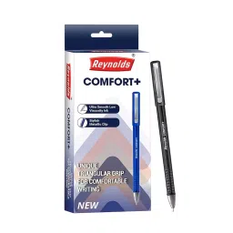 Reynolds 0.6 mm Comfort Plus Ball Pen Viscosity Ink Blue Metallic Clip (Set of 10)-image-11
