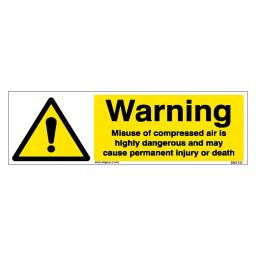 SUNSIGNS  Warning Misuse Of Compressed Air Is Highly Dangerous Signages Size 450x150 mm HP Print + Vinyl, SN0131-image-84