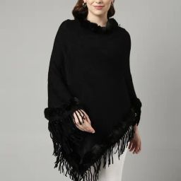 SHOWOFF Black Regular Fit Poncho-35