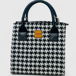 ATTAACHE ACCESSORIES Women Checked Swagger Tote Bag-image-21