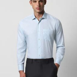 Van Heusen Blue Cotton Regular Fit Texture Shirt-image-107
