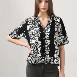 Vero Moda Jet Black Printed Casual Shirt-image-48