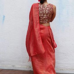 Chidiyaa Ruby Red Thread of Gold Brocade Blouse image 2