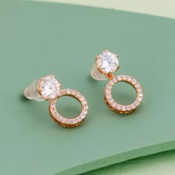 Kushal's Fashion Jewellery White Rose Gold Polished Zircon Earring for Women-picture-17
