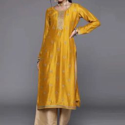 Libas Yellow Embroidered Straight Kurta-image-40