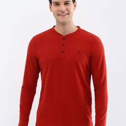Allen Solly Men Solid Henley Neck Cotton T-shirt-image-86