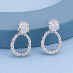 Kushal's Fashion Jewellery White Rhodium Polished Zircon Earring for Women-picture-46