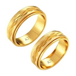 Joyalukkas 22k Yellow Gold Noble Texture Combo Ring for Unisex-36