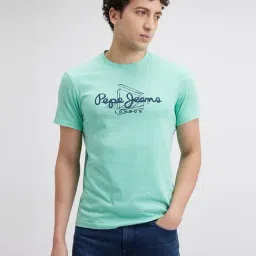 Pepe Jeans Sea Green Cotton Slim Fit Printed T-Shirt-picture-8