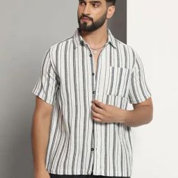 CHIMPAAANZEE White Regular fit Stripes Casual Shirt-image-97