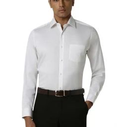 Van Heusen White Cotton Regular Fit Self Pattern Shirt-picture-6