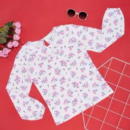 YU by Pantaloons Kids White & Blue Floral Print Full Sleeves Top-image-90