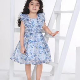 Peppermint Kids Blue Floral Print Dress-picture-18