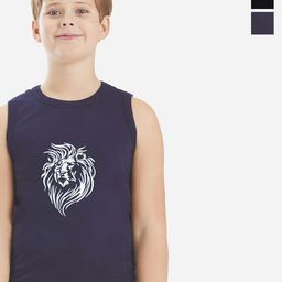 Bodycare Kids Boys Pack Of 2 Soft Breathable Sleeveless Cotton Vests KGA2016BLKRD-60-image-93