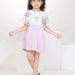 Peppermint Kids Purple & White Floral Print Dress-image-68