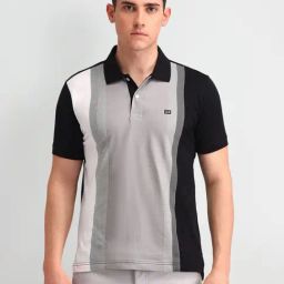 Arrow Sport Black Cotton Regular Fit Striped Polo T-Shirt-image-29